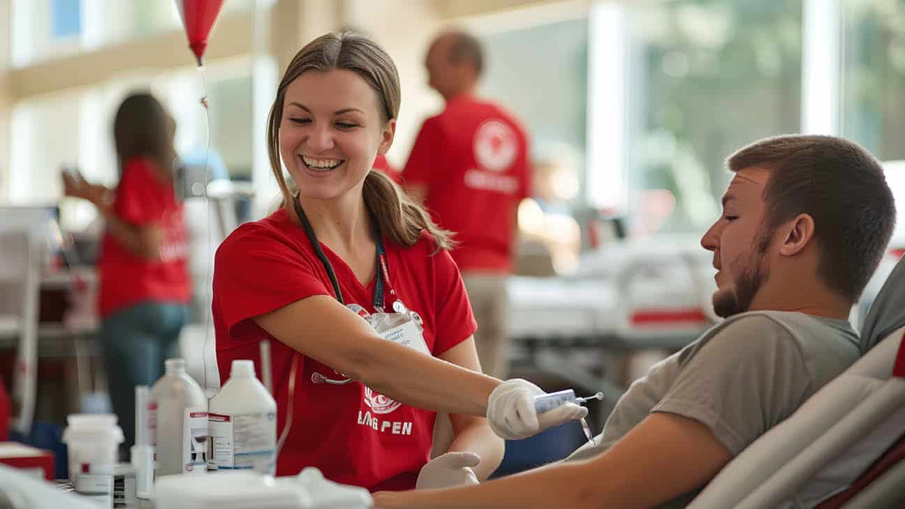 A person donating blood.