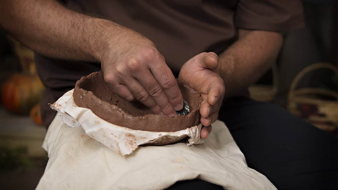 Making pottery at Indigenous Archaeology Day