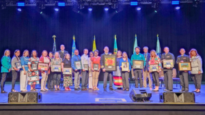 Choctaw Nation award recipients pause after the ceremony with CNHSA leadership.