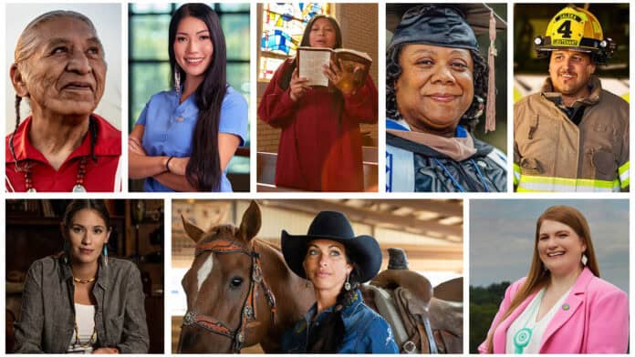 Together, We're More - a collage of portraits of Choctaw men and women