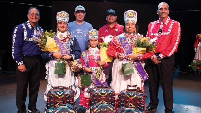 The 2024-2025 Choctaw Princesses are Senior Miss Melea Jefferson from District 2, Junior Miss Daryan Eubanks from District 9, and Little Miss Ava Davenport from District 9.