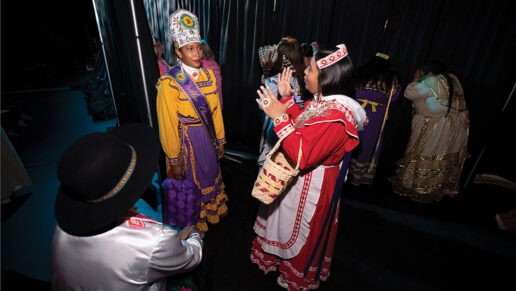 Princess contestants talk amongst themselves back stage