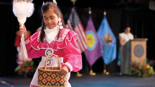 Adyson York walks across the stage.