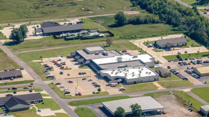 Aerial view of the Poteau, OK campus