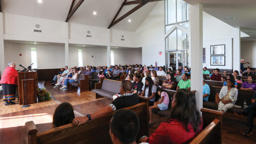 Church goers enjoy the worship service on Sunday morning of the 2024 Labor Day Festival.