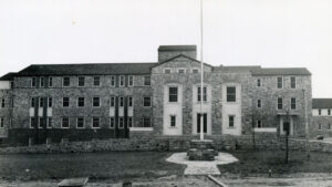 black and white photograph of the old Talihina Indian Hospital.