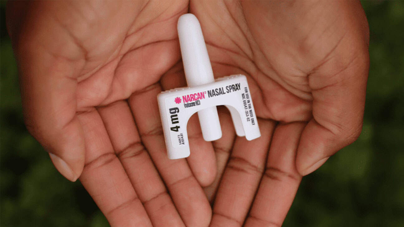 Narcan in the palm of hands