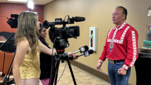 Chief Batton getting interviewed by ABC 10 and News 12.