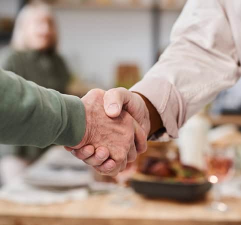 Two voters shaking hands