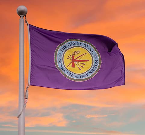 Sunset with Choctaw Nation of Oklahoma flag